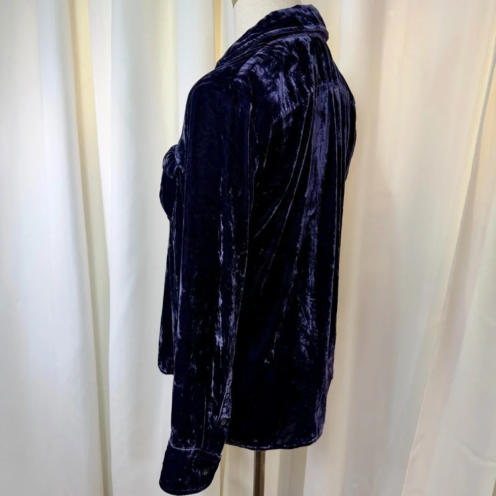 J. Crew ‘Velvet Patch-Pocket Popover Shirt’ in “Navy Twilight” Blue Size XS